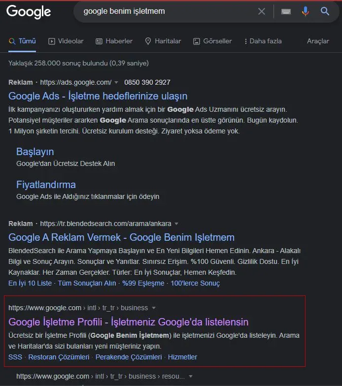 Google Business Sonucuna Tıklama