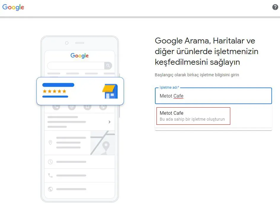 İşletme Adı Girişi